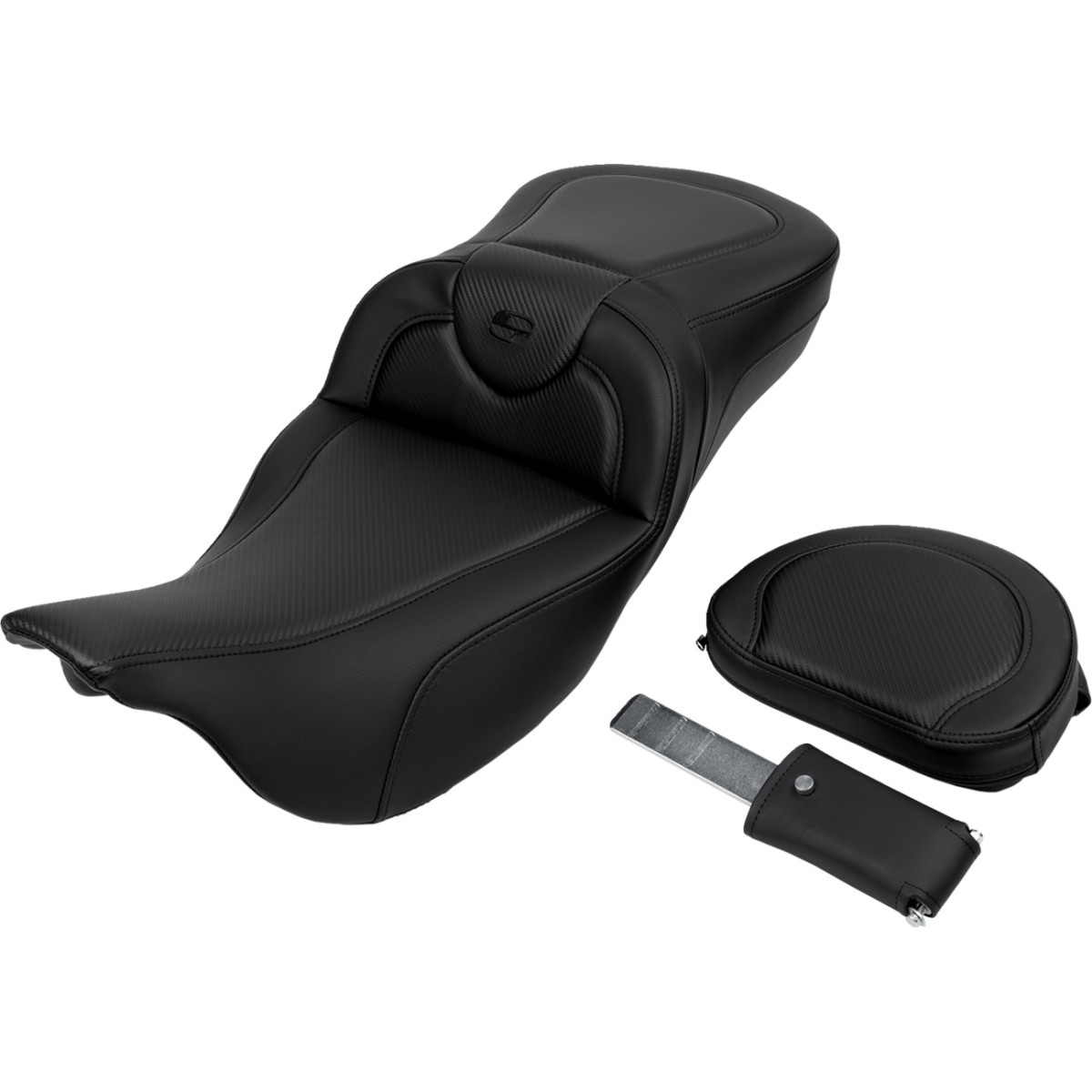 Saddlemen #808-07B-186B0 - Roadsofa™ Extended Reach Seat - Carbon Fiber - Black Stitch - Backrest - FL '08-'24
