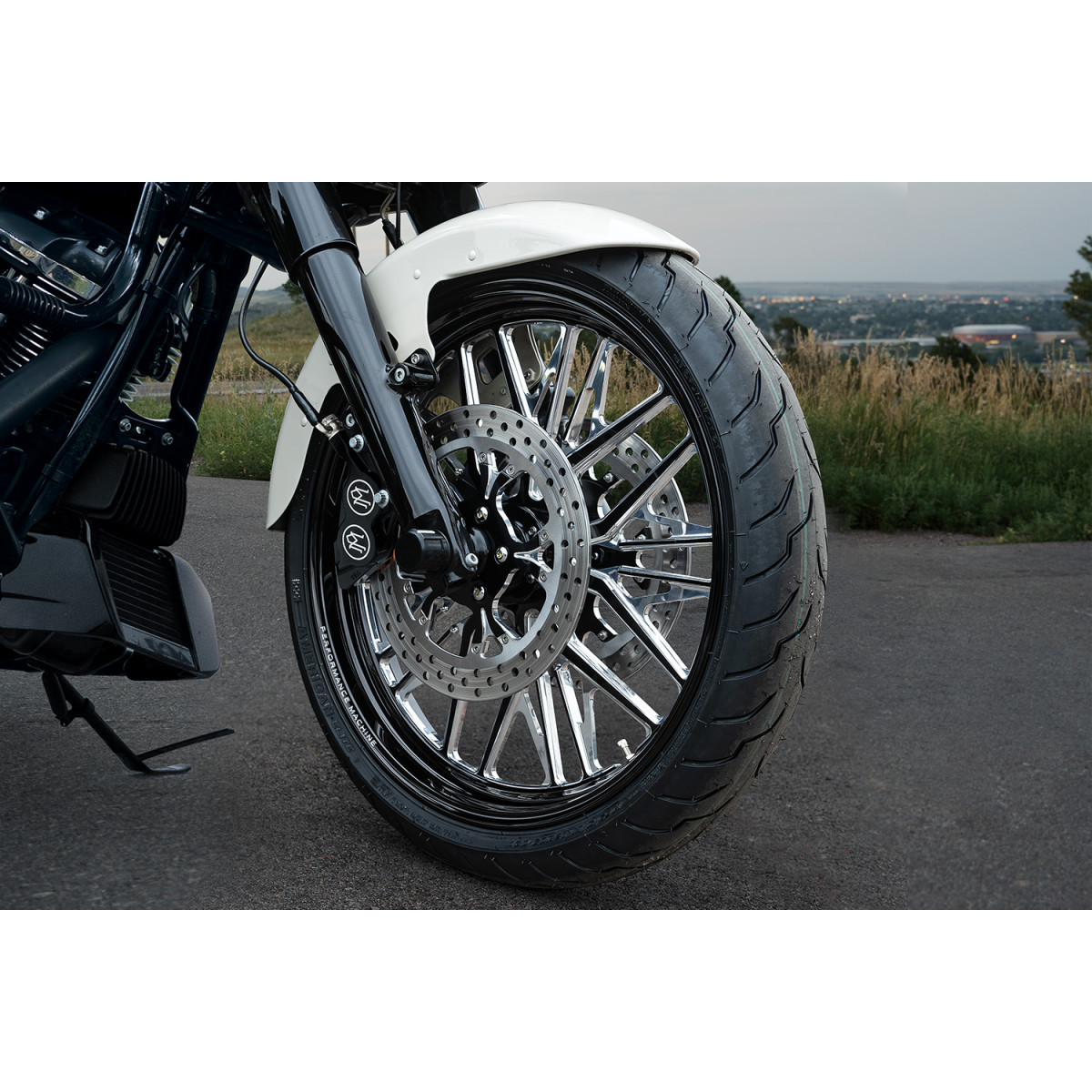 Performance Machine (PM) #1202-7106R-NVSAJAP-B - Wheel - Nivis - Front - Dual Disc/without ABS - Black/Contrast Cut Platinum - 21x3.5