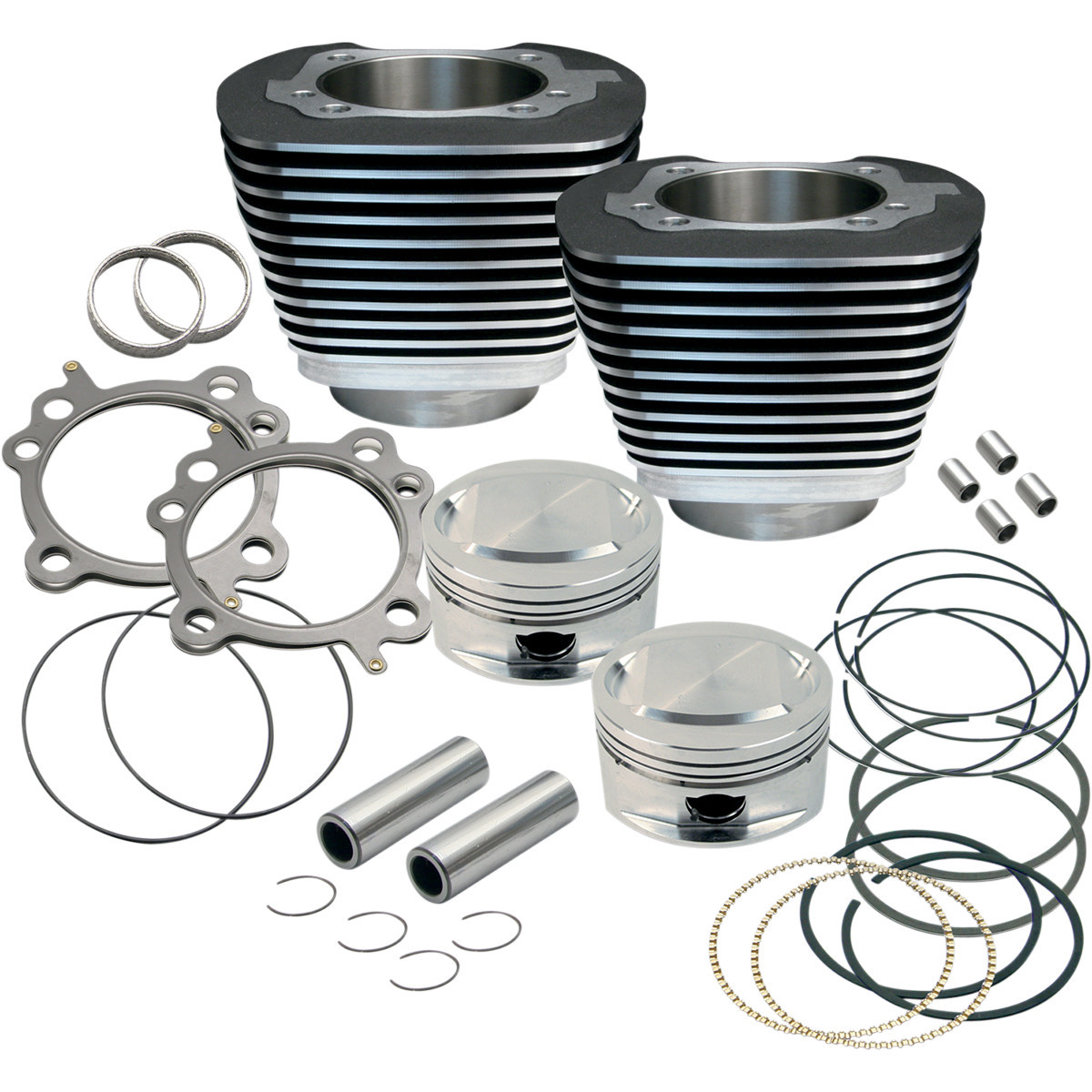 S&S Cycle #910-0204 - 95" Big Bore Cylinder Kit - Wrinkle Black - Twin Cam