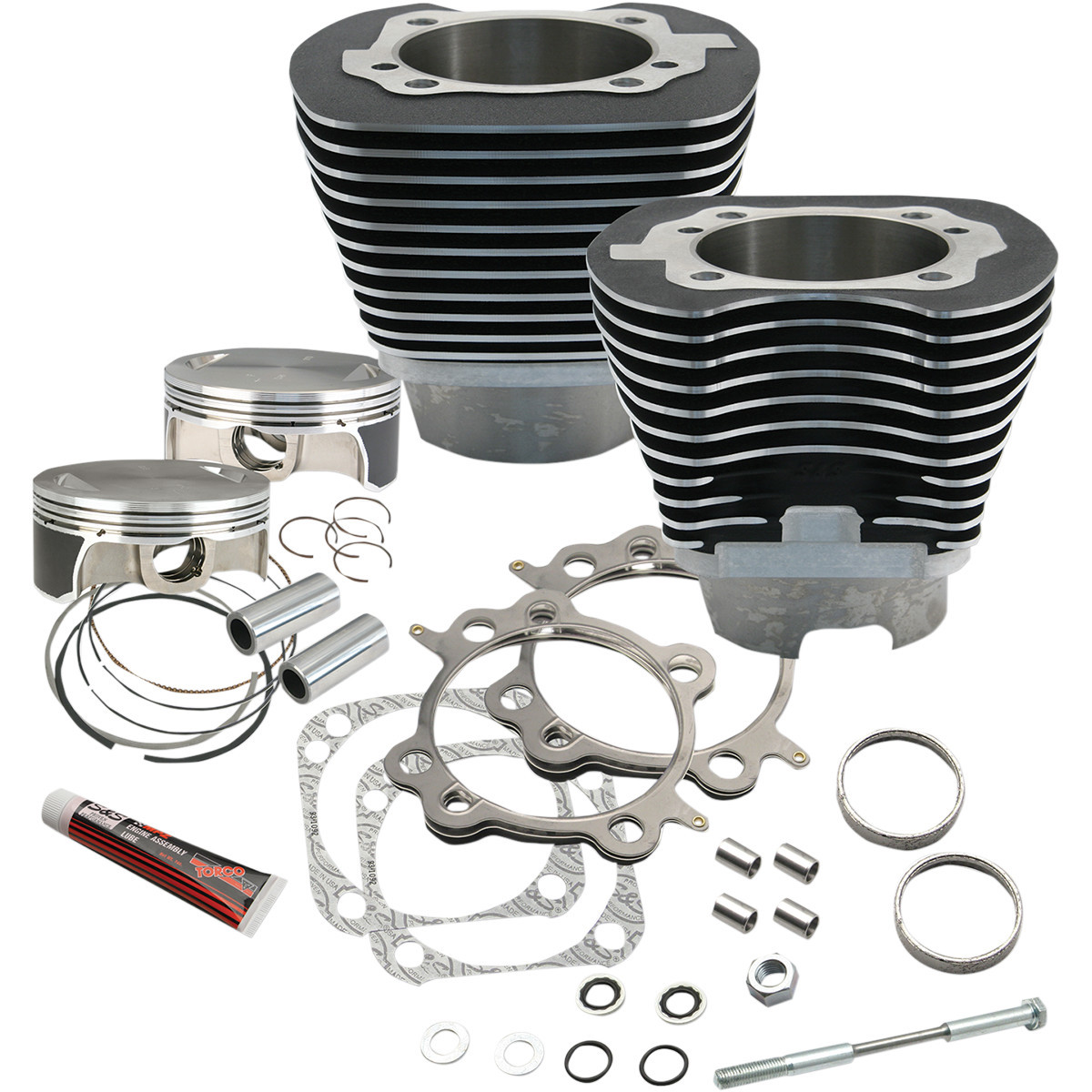 S&S Cycle #910-0221 - 117" Big Bore Cylinder Kit - Wrinkle Black - Twin Cam