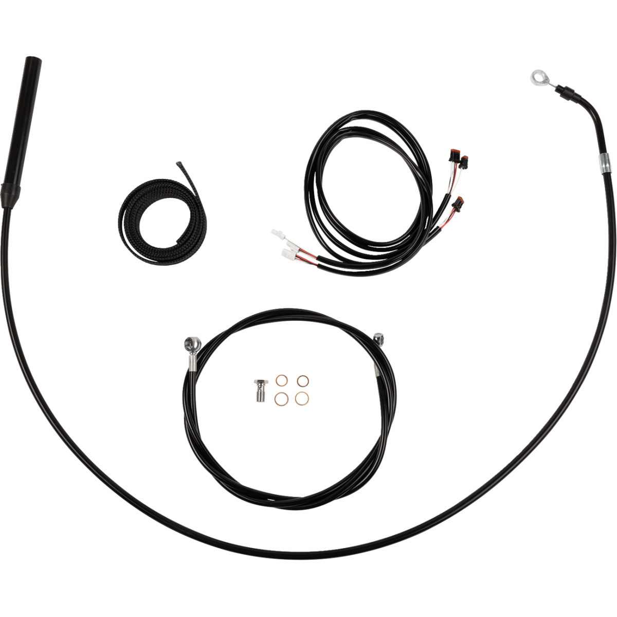 LA Choppers #LA-8062KT3-16B - Complete Plug-and-Play Cable Kit - Upper - 15" - 17" Handlebars - '21-'22 FLH - Black