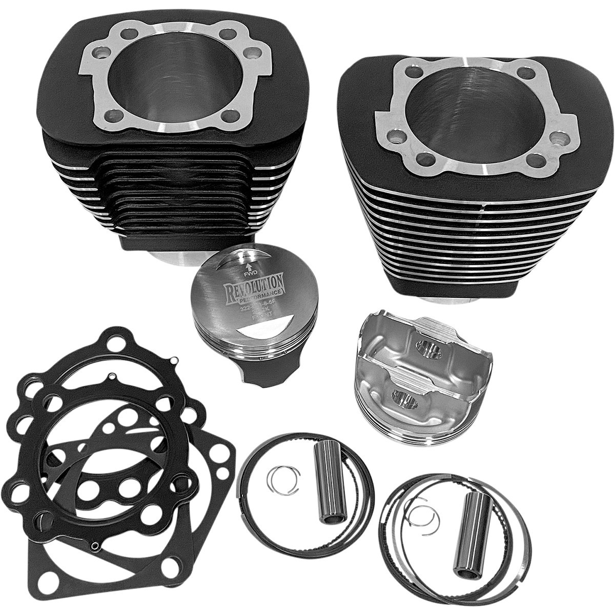 Revolution Performance, LLC #RP201-210W - Cylinder Kit - Monster Big Bore - 100" - Black w/Highlighted Fins - Evolution Big Twin '84-'99