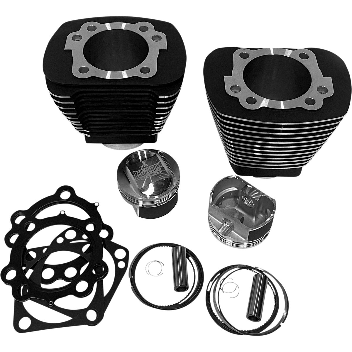 Revolution Performance, LLC #RP201-220W - Cylinder Kit - 92" - Big Bore - Black with Highlighted Fins - Evolution Big Twin