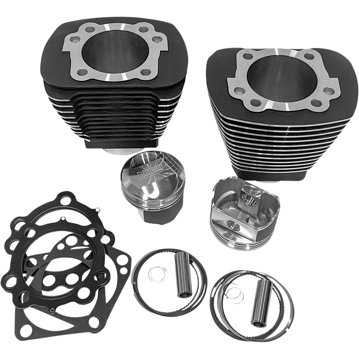 Revolution Performance, LLC #RP201-204W - Cylinder Kit - 85" - Big Bore - Black with Highlighted Fins - Evolution Big Twin