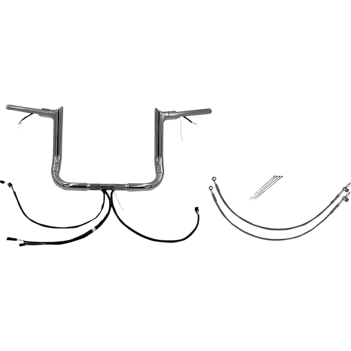 FAT Baggers INC. #801212 - EZ Install Wired 1-1/2" Pointed Top Handlebar Kit - 12" - Chrome