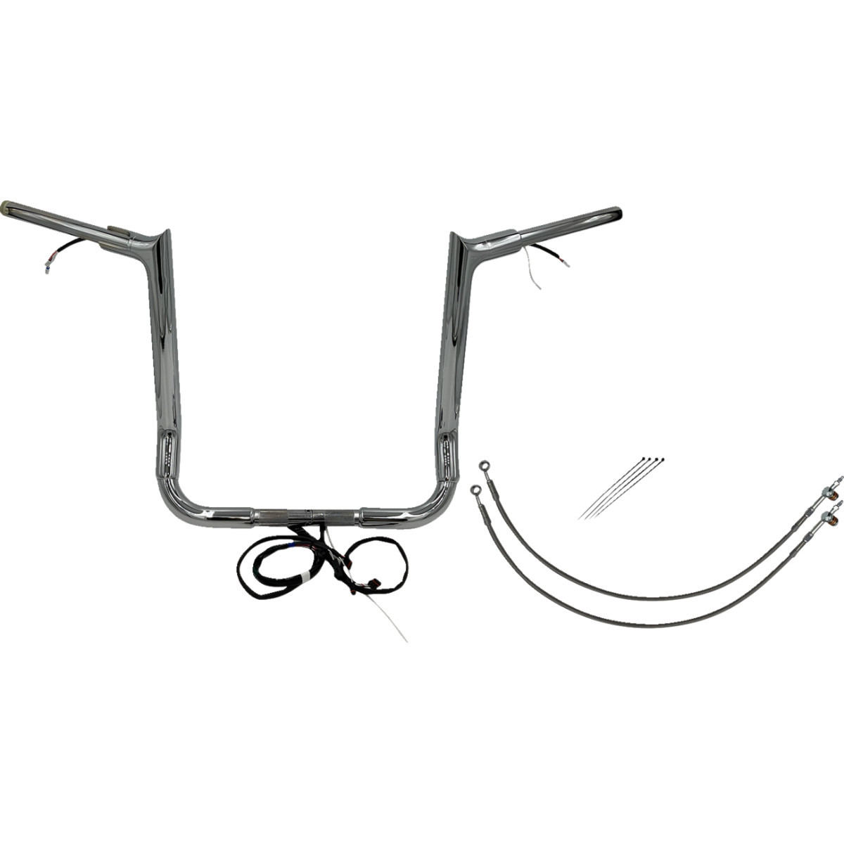FAT Baggers INC. #802216 - EZ Install Wired 1-1/2" Pointed Top Handlebar Kit - 16" - Chrome