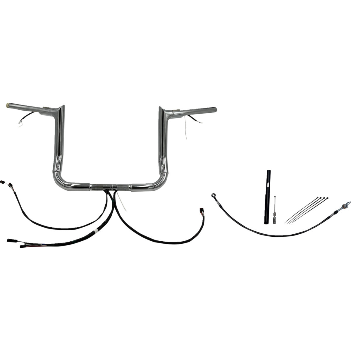 FAT Baggers INC. #812012 - EZ Install Wired 1-1/2" Pointed Top Handlebar Kit - 12" - Chrome