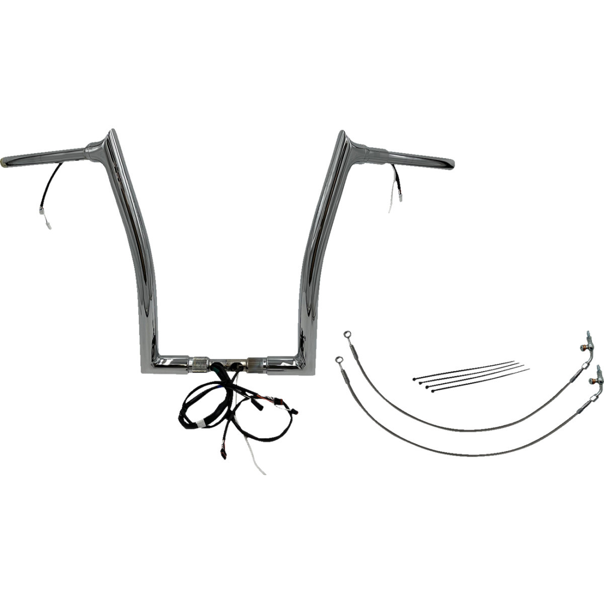 FAT Baggers INC. #802316 - EZ Install Wired 1-1/2" Pointed Top Handlebar Kit - 16" - Chrome
