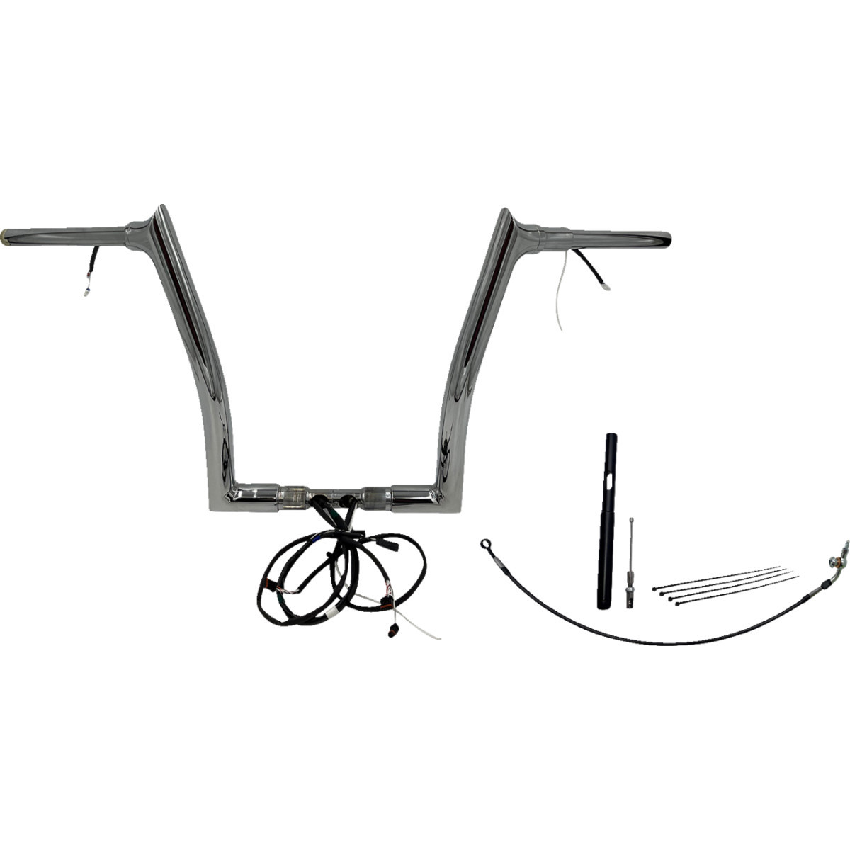 FAT Baggers INC. #812914 - EZ Install Wired 1-1/2" Pointed Top Handlebar Kit - 14" - Chrome