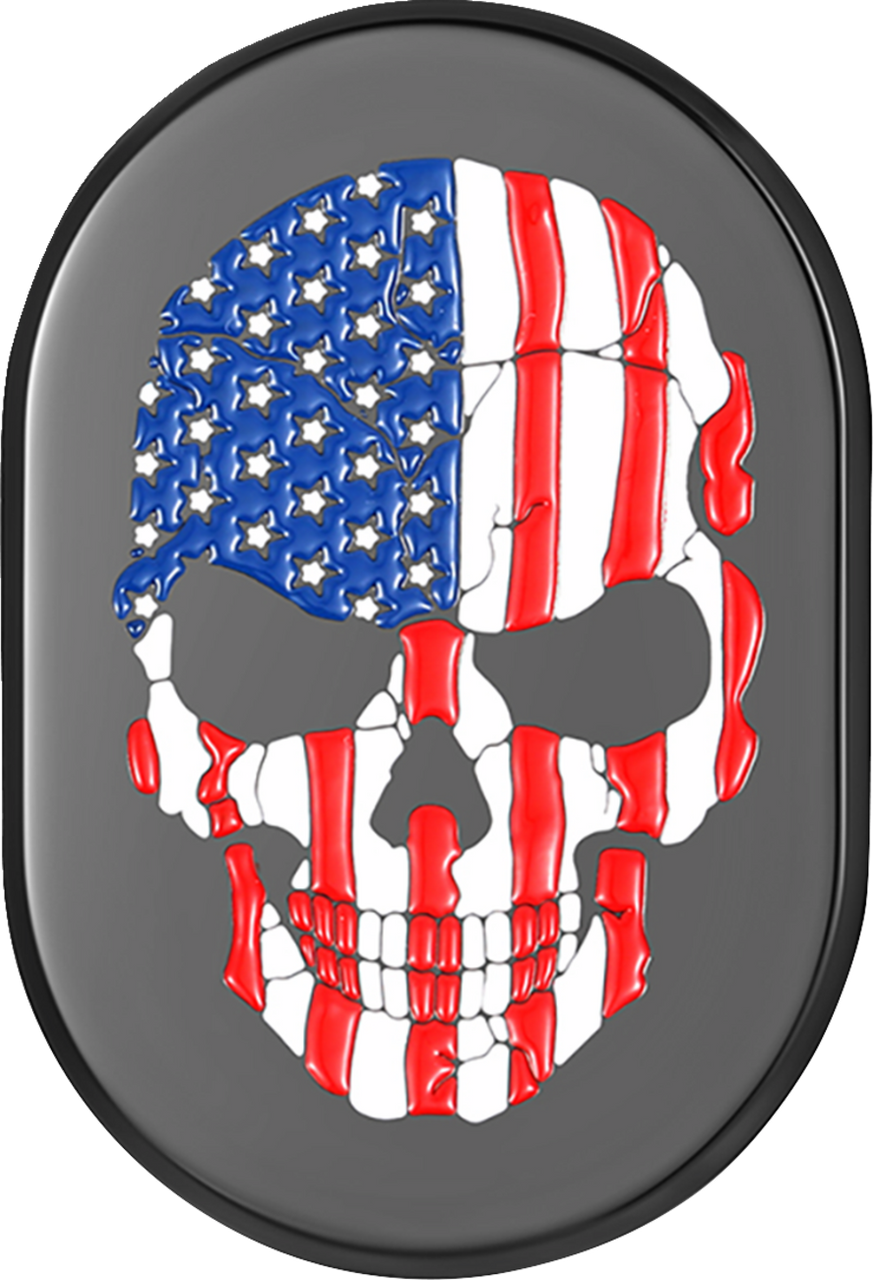 Figurati Designs Antenna Cover - Left Rear Fender - American Flag Skull - Black (#FD25-AC-BLK-LT)