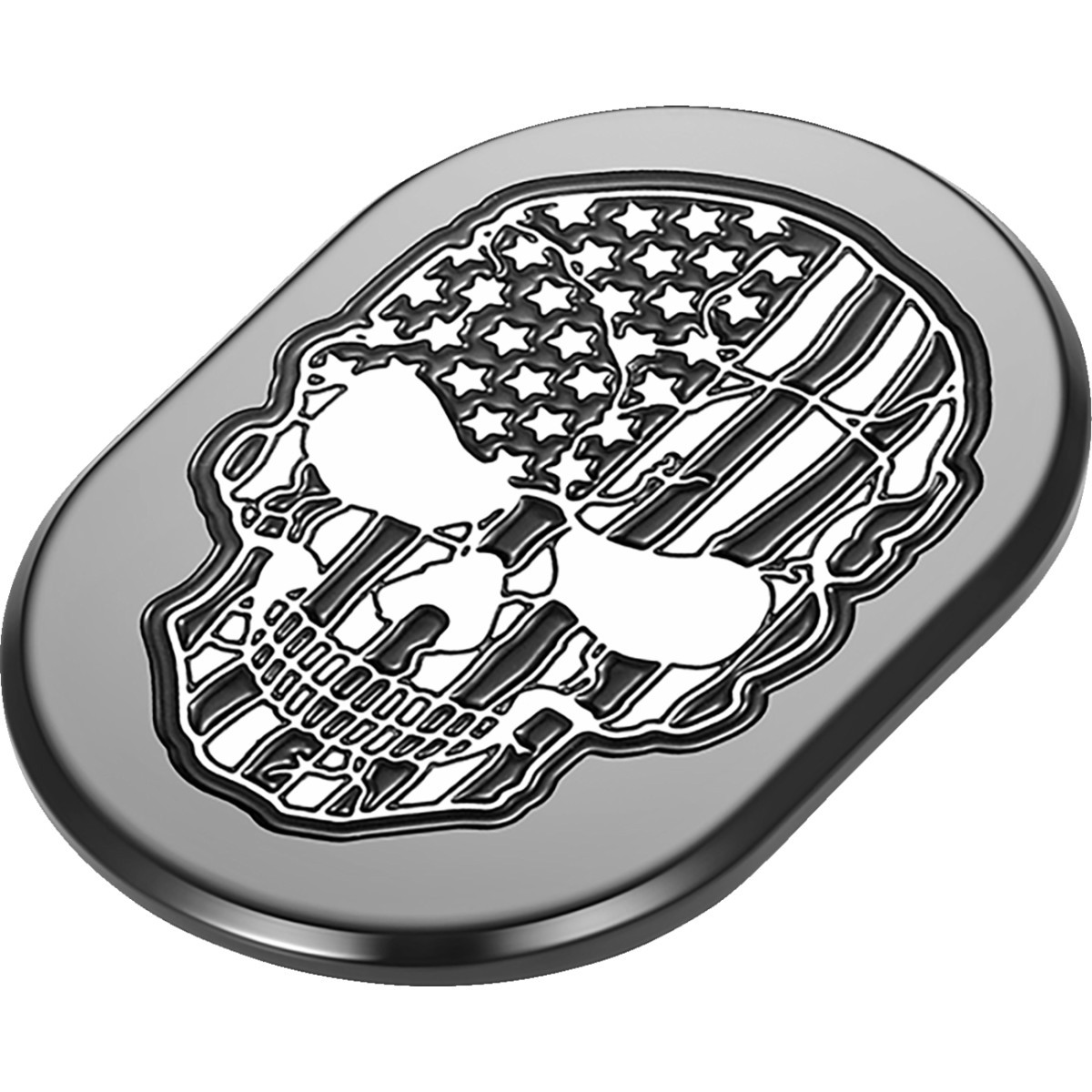 Figurati Designs #FD28-AC-BLK-RT - Antenna Cover - Right Rear Fender - Contrast Cut American Flag Skull - Black