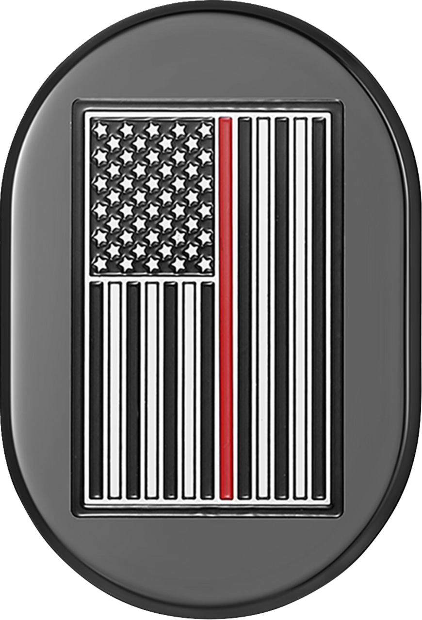 Figurati Designs Antenna Cover - Left Rear Fender - Red Line American Flag - Black (#FD75-AC-BLK-LT)