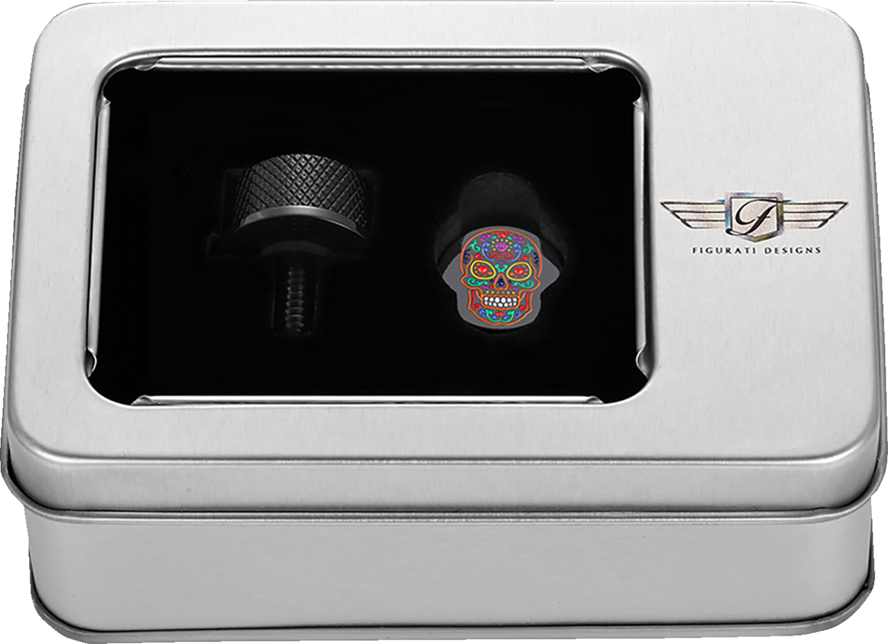 Figurati Designs Seat Mounting Knob - Black - Sugar Skull (#FD30-SEAT-SCREW-BLK)