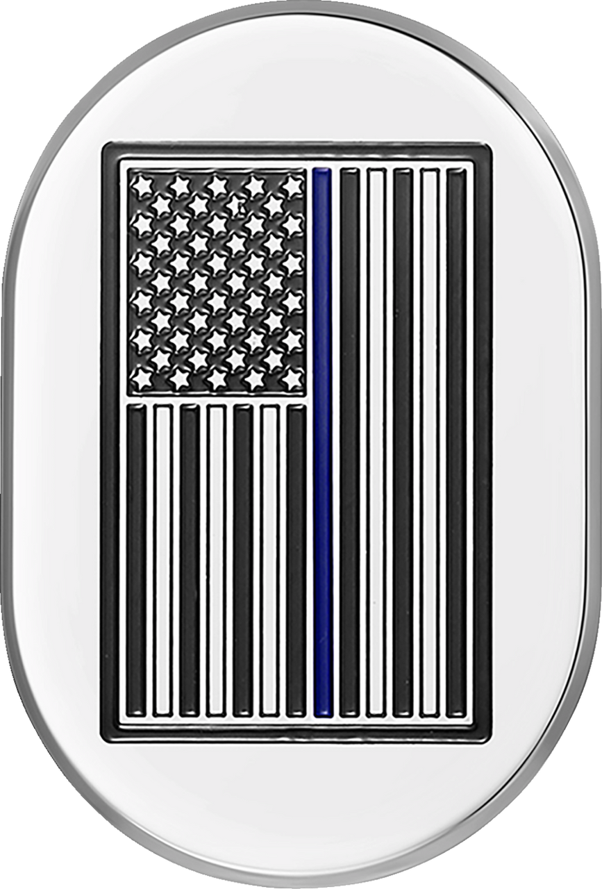 Figurati Designs Antenna Cover - Right Rear Fender - Blue Line American Flag - Chrome (#FD70-AC-SS-RT)