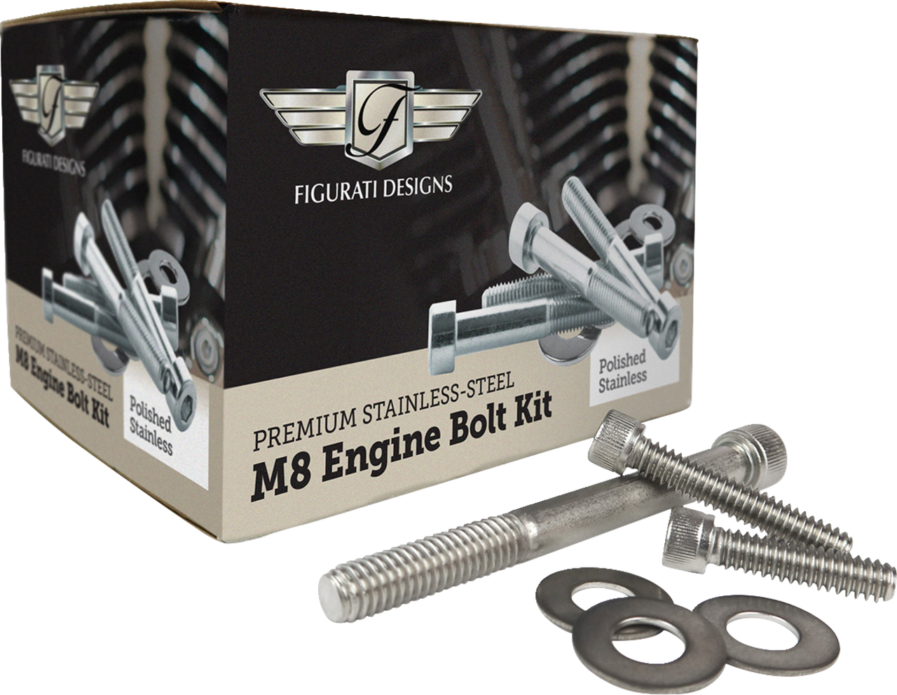 Figurati Designs Engine Bolt Kit - Polished - M8 (#FD100-M8 BOLT-SS)