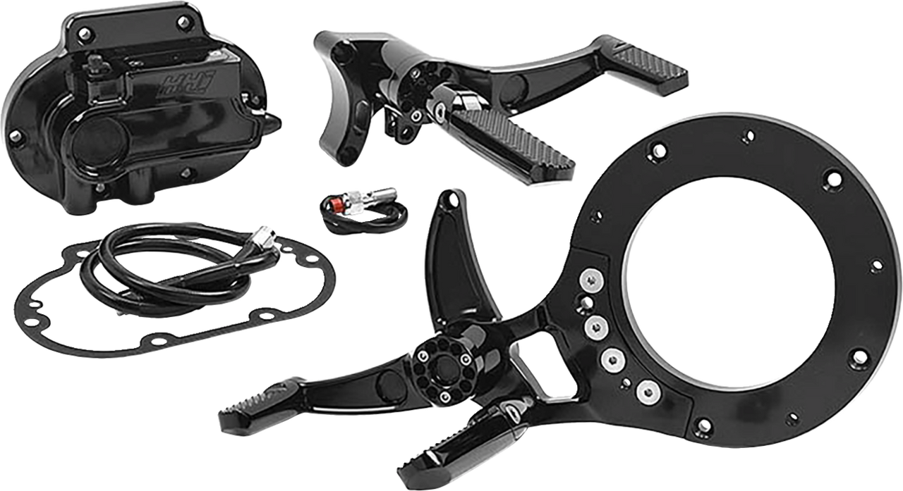 Hawg Halters #MCK-FH16AS-FK - Mid Control Conversion Kit - Black - Knurled Pegs - FLH/FLT