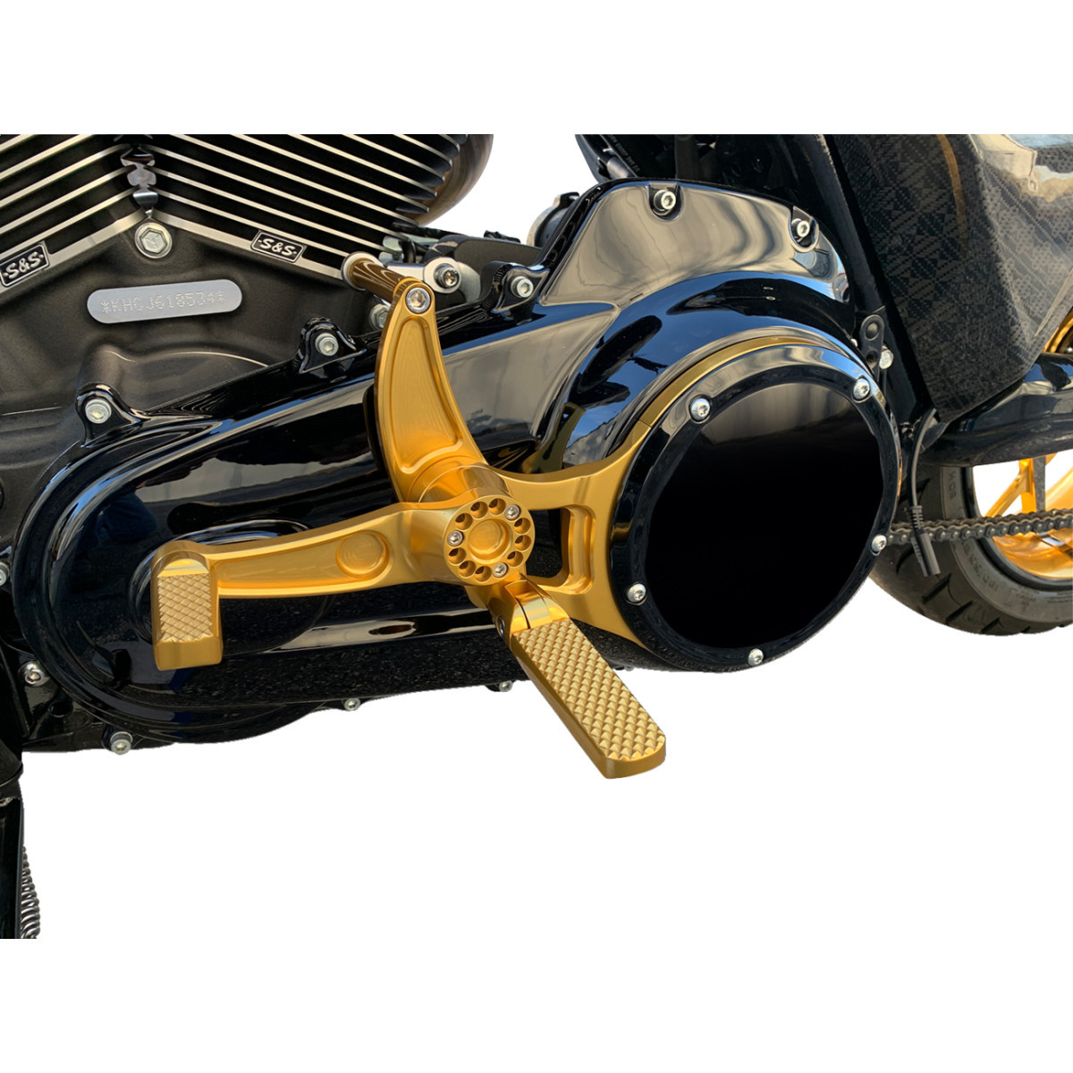 Hawg Halters #MCK-FH16GS-FK - Mid Control Conversion Kit - Gold - Knurled Pegs - FLH/FLT