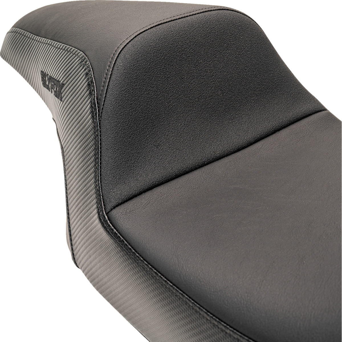 Slyfox #0801-1614 - Drifter Seat - Black Logo - Smooth Vinyl - Carbon Fiber - FL '08-'23