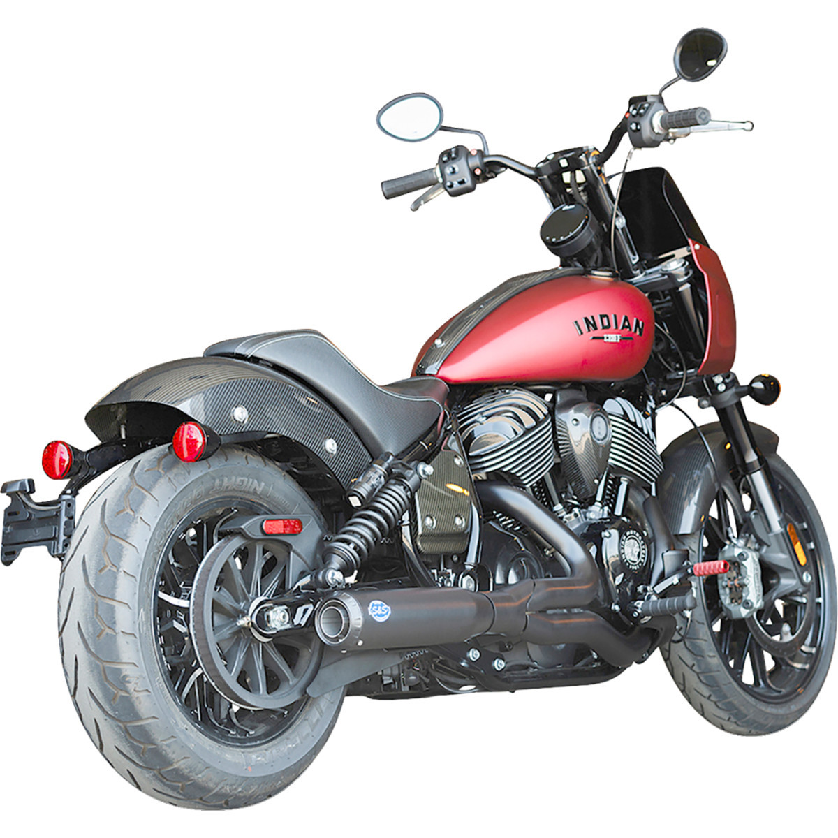 S&S Cycle #550-1116 - 2-into-1 Qualifier Exhaust System - Guardian Black - 49-State - Indian Chief