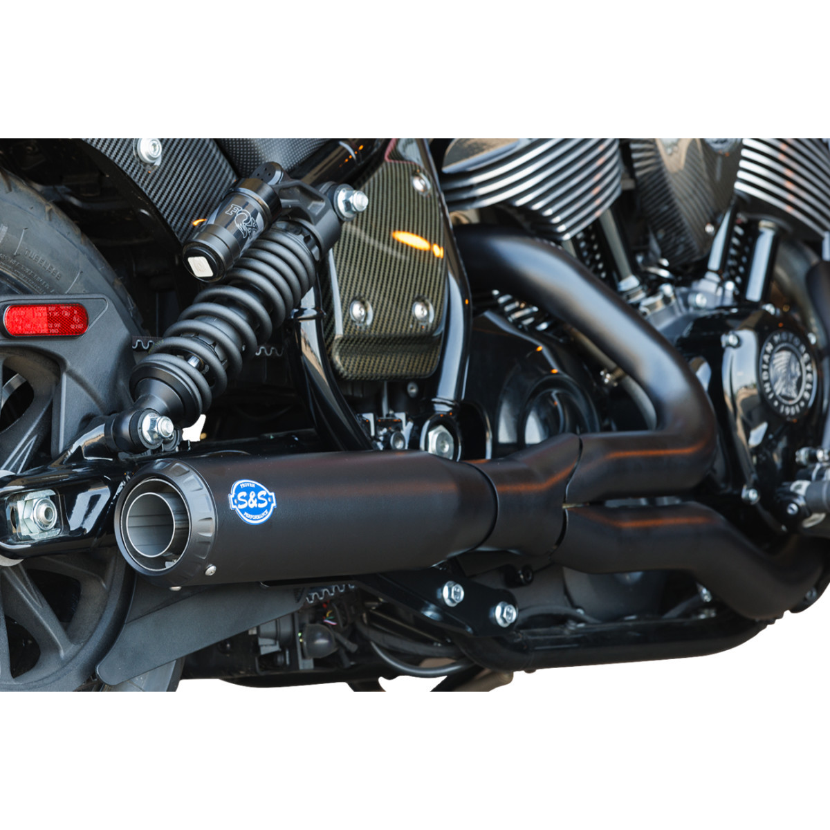 S&S Cycle #550-1116 - 2-into-1 Qualifier Exhaust System - Guardian Black - 49-State - Indian Chief