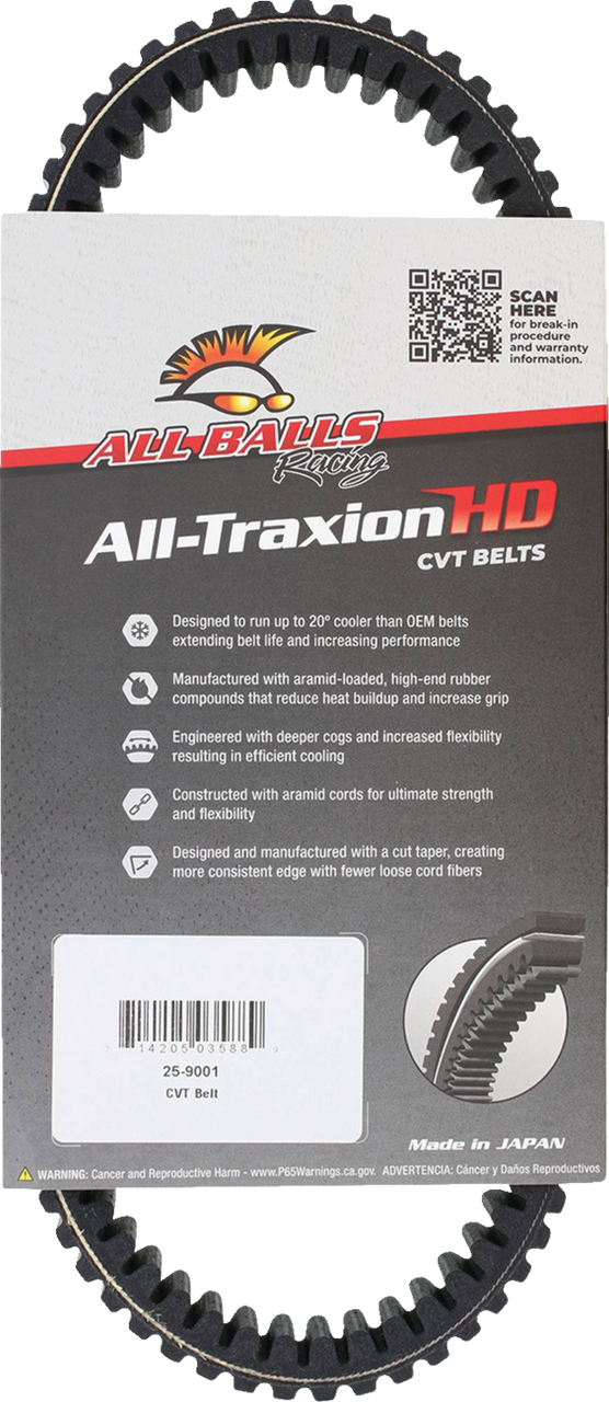 All Balls #25-9001 - All-Traxion HD CVT Belt - Kawasaki/Suzuki