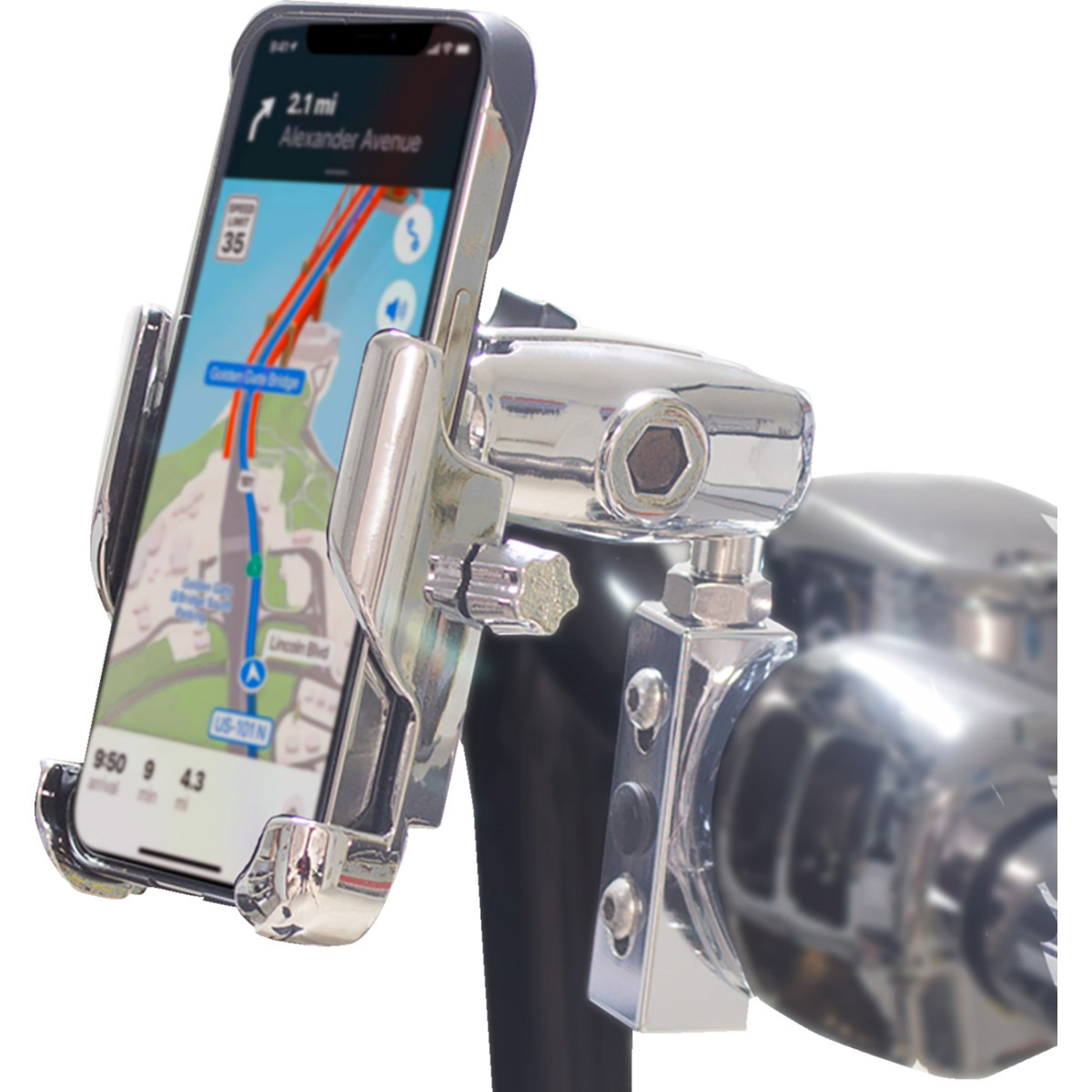 Ridepower #RPMTLMOUNTLGCR - Metal Phone Mount - Large - Perch Mount - Chrome
