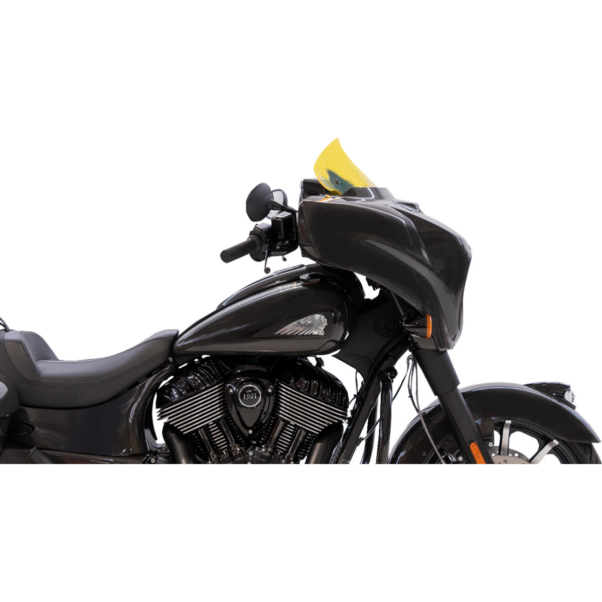 Klock Werks #KWW-04-0633 - Ice Flare® Windshield - 10" - Yellow Ice - '14-'26 Indian