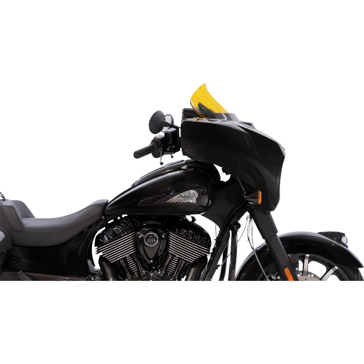 Klock Werks #KWW-04-0638 - Kolor Flare® Windshield - 10" - Yellow - '14-'26 Indian