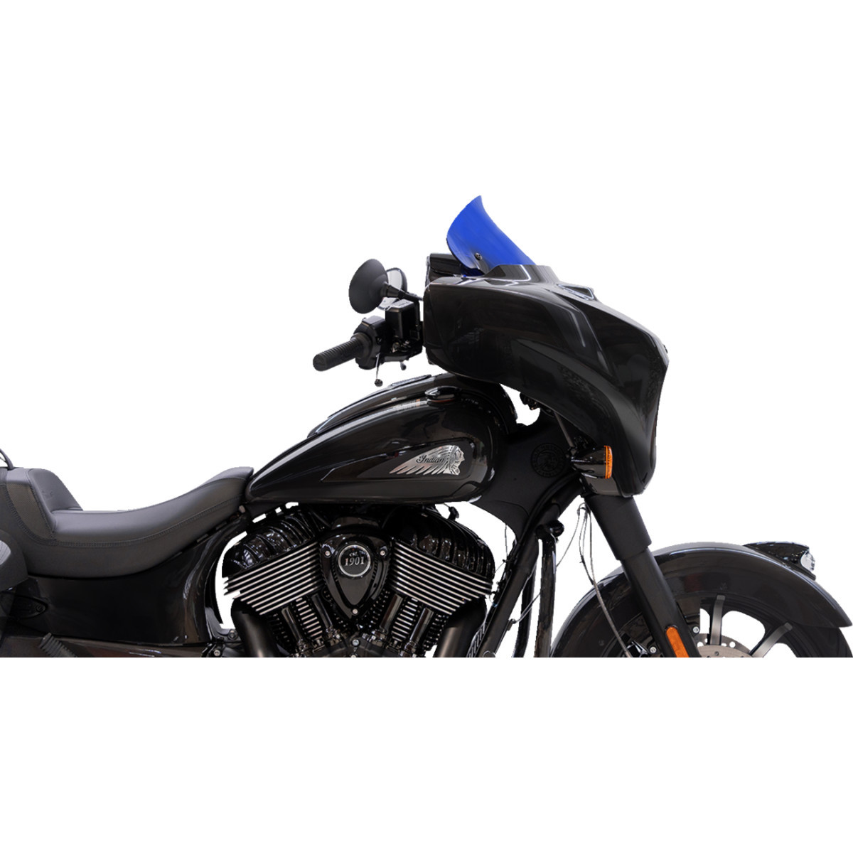 Klock Werks #KWW-04-0640 - Kolor Flare® Windshield - 10" - Blue - '14-'26 Indian