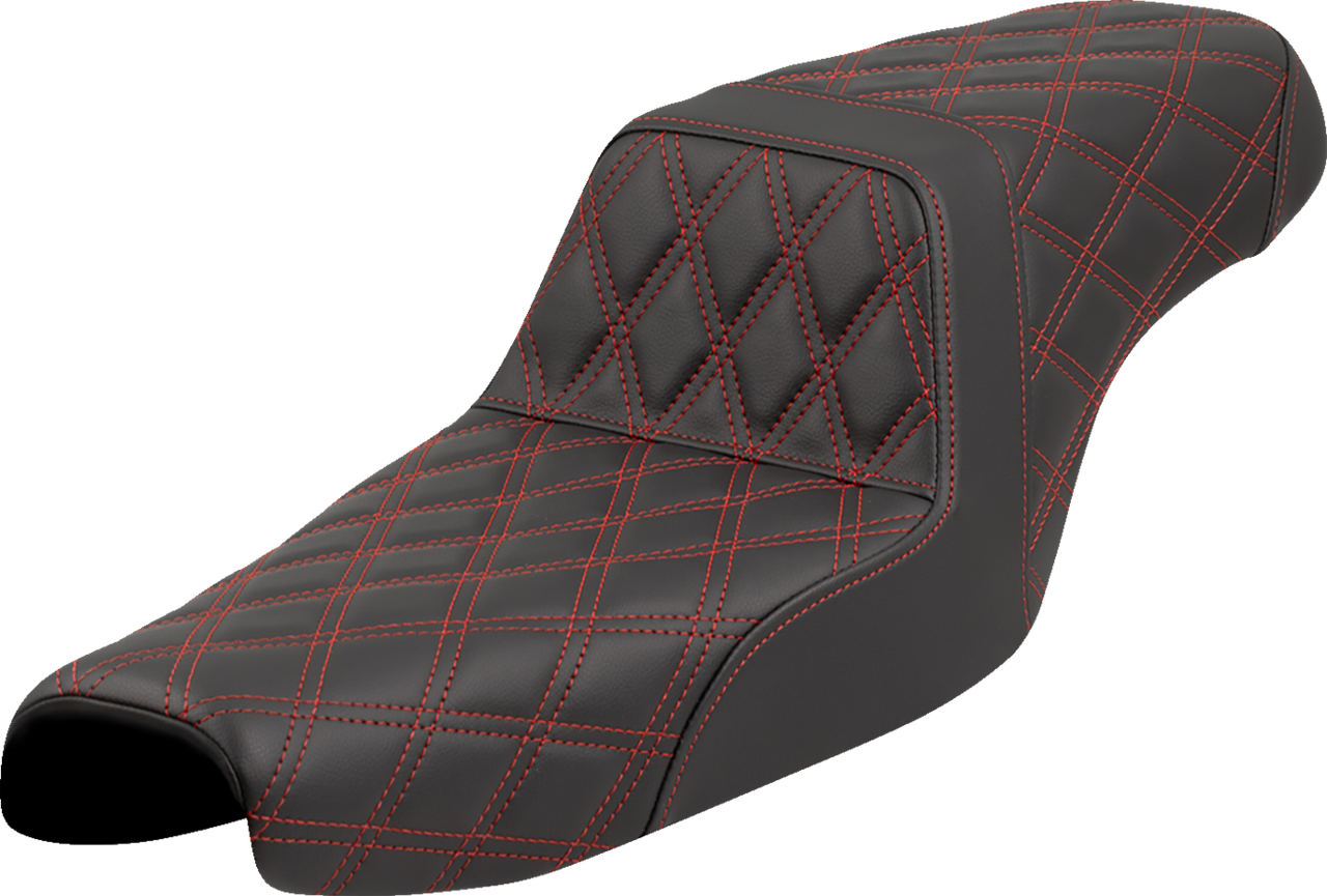 Saddlemen Step-Up Seat - Lattice Stitch - Red Stitch - XL '04-'22