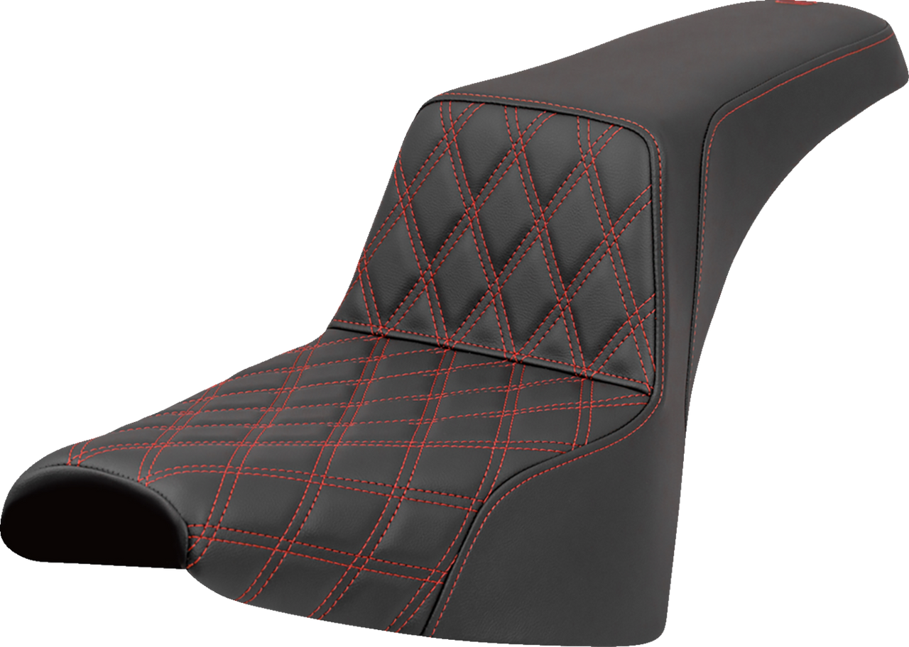 Saddlemen Step-Up Seat - Front Lattice Stitch - Red Stitch - FXST/FXBB '18-'25