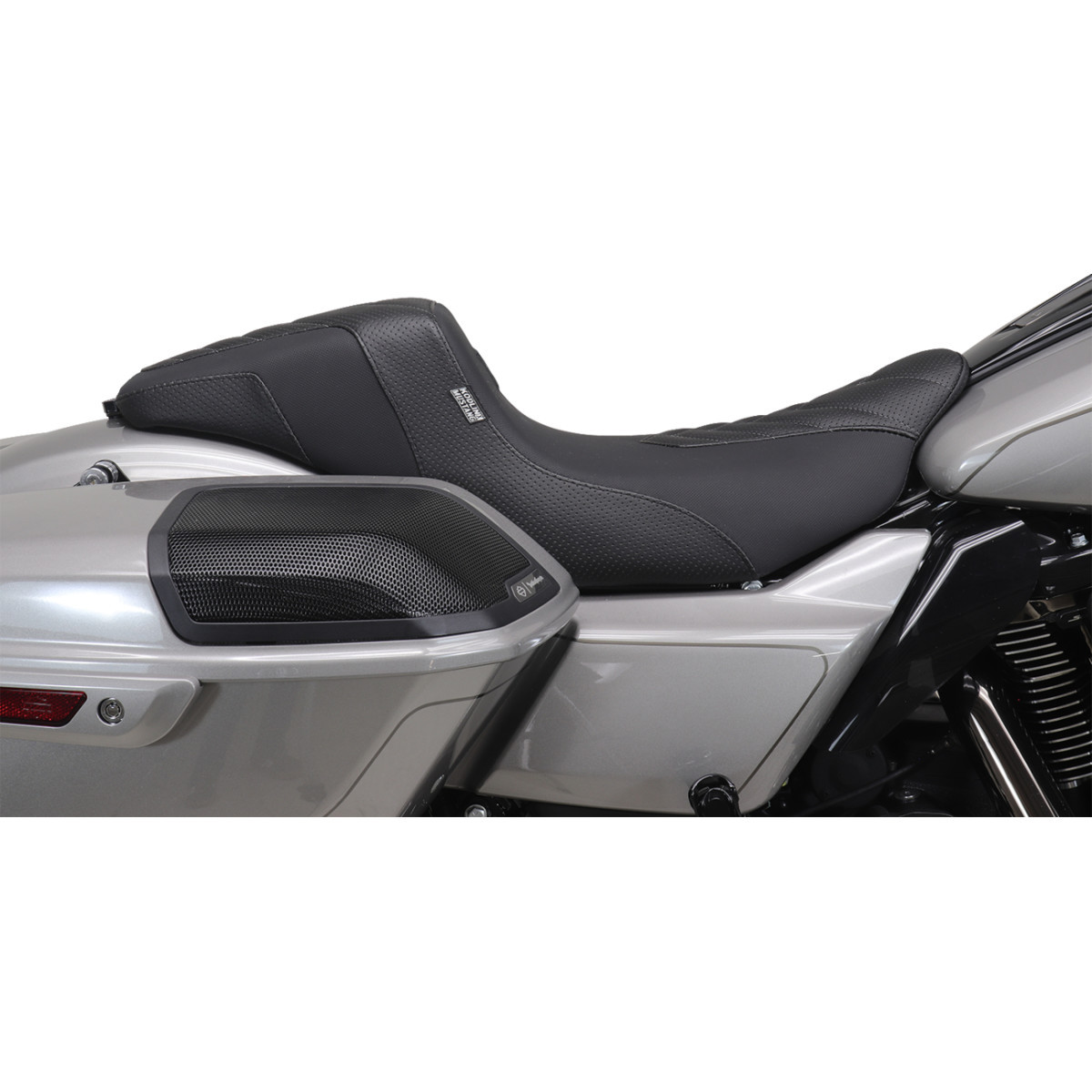 Mustang #76324GM - Signature Series Squareback™ Seat - Gripper Vinyl - Chevron - Gunmetal Stitch - FLH/FLT '23-'25