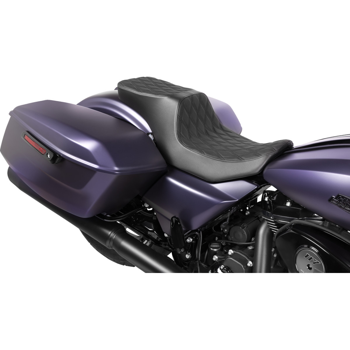 Drag Specialties Seats - Predator 2-Up Seat - Vinyl - Double Diamond Black Stitch - w/o Backrest - FLTR/FLHX '23-'24