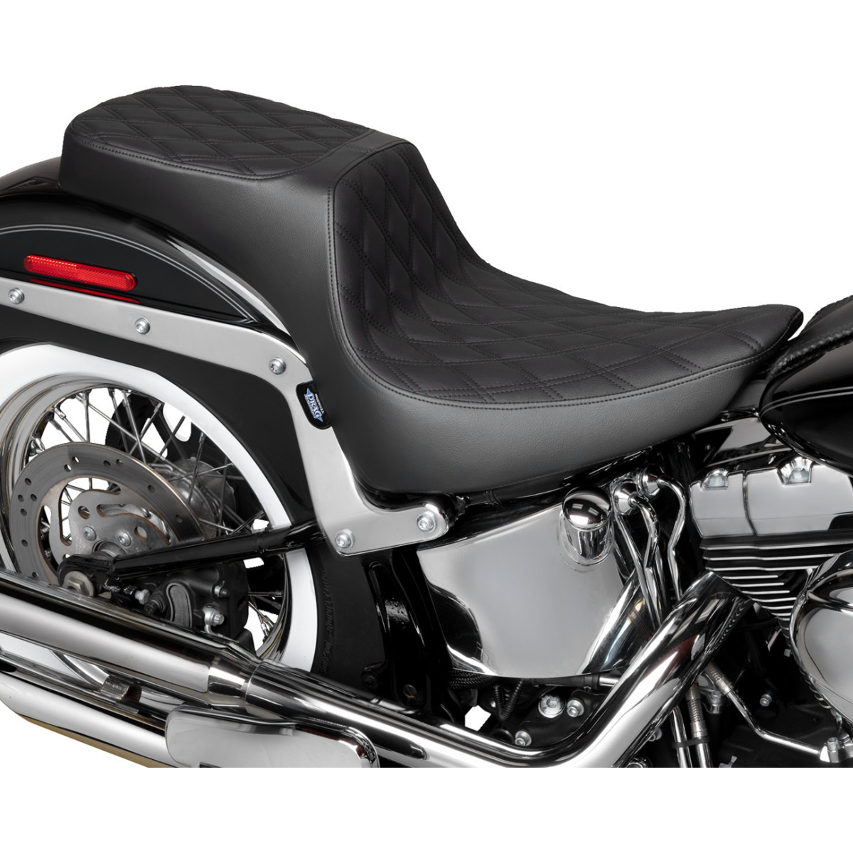 Drag Specialties Seats - Performance Predator 2-Up Seat - Vinyl - Double Diamond - Black Thread - FL '00-'17