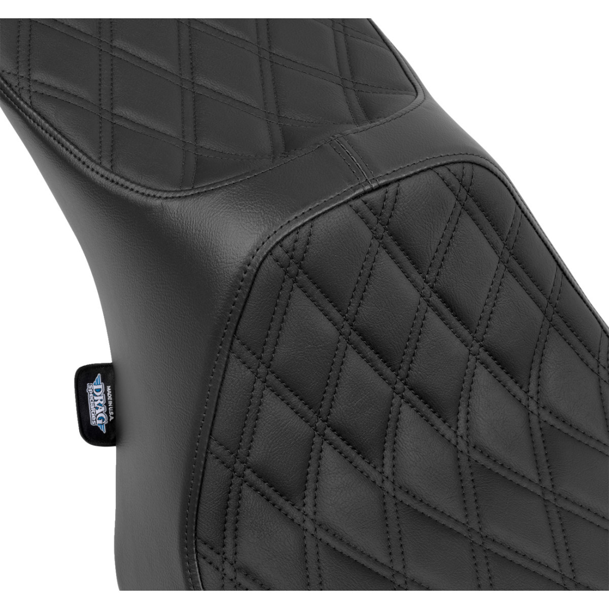 Drag Specialties Seats - Predator III 2-Up Seat - Vinyl - Double Diamond - Black Stitching - FLT/FLH '23-'24