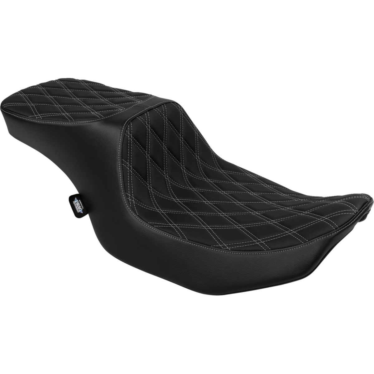 Drag Specialties Seats - Predator 2-Up Seat - Vinyl - Double Diamond Silver Stitch - w/o Backrest - FLTR/FLHX '23-'24