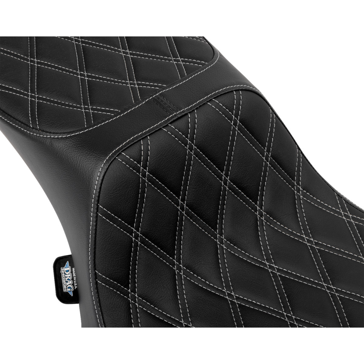 Drag Specialties Seats - Performance Predator 2-Up Seat - Extended Reach - Vinyl - Silver Double Diamond Stitch