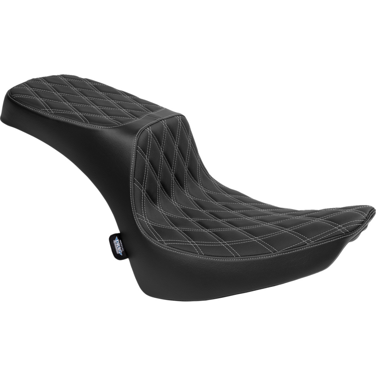 Drag Specialties Seats - Performance Predator 2-Up Seat - Vinyl - Double Diamond - Silver Thread - FL '00-'17