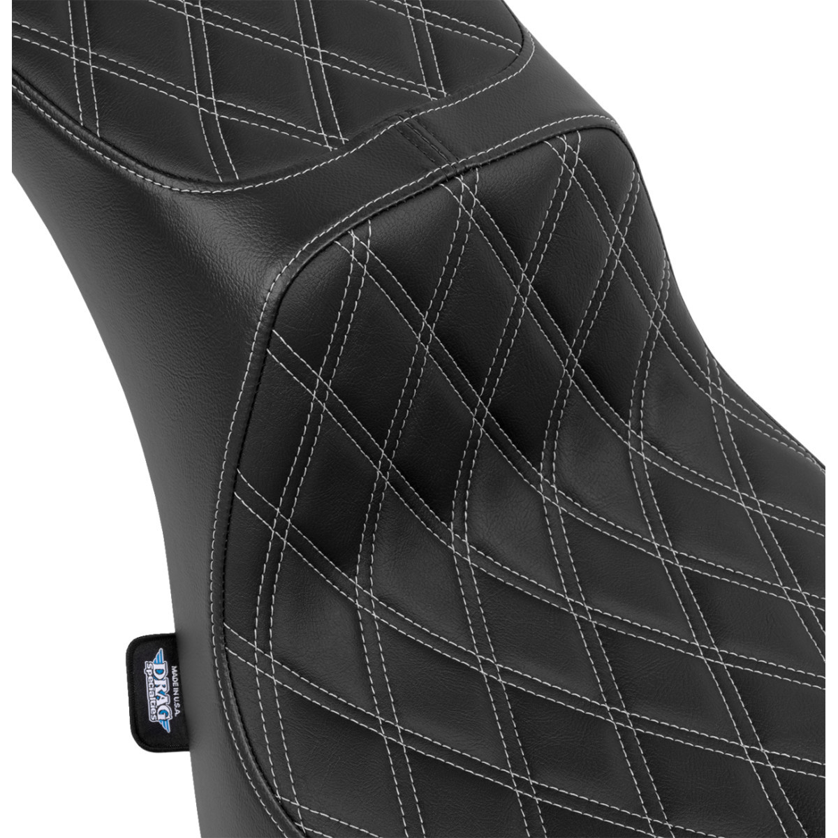 Drag Specialties Seats - Performance Predator 2-Up Seat - Vinyl - Double Diamond - Silver Thread - FL '00-'17