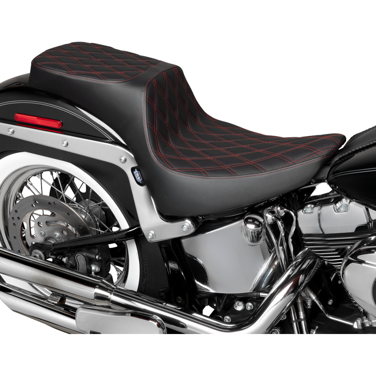 Drag Specialties Seats - Performance Predator 2-Up Seat - Vinyl - Double Diamond - Red Thread - FL '00-'17