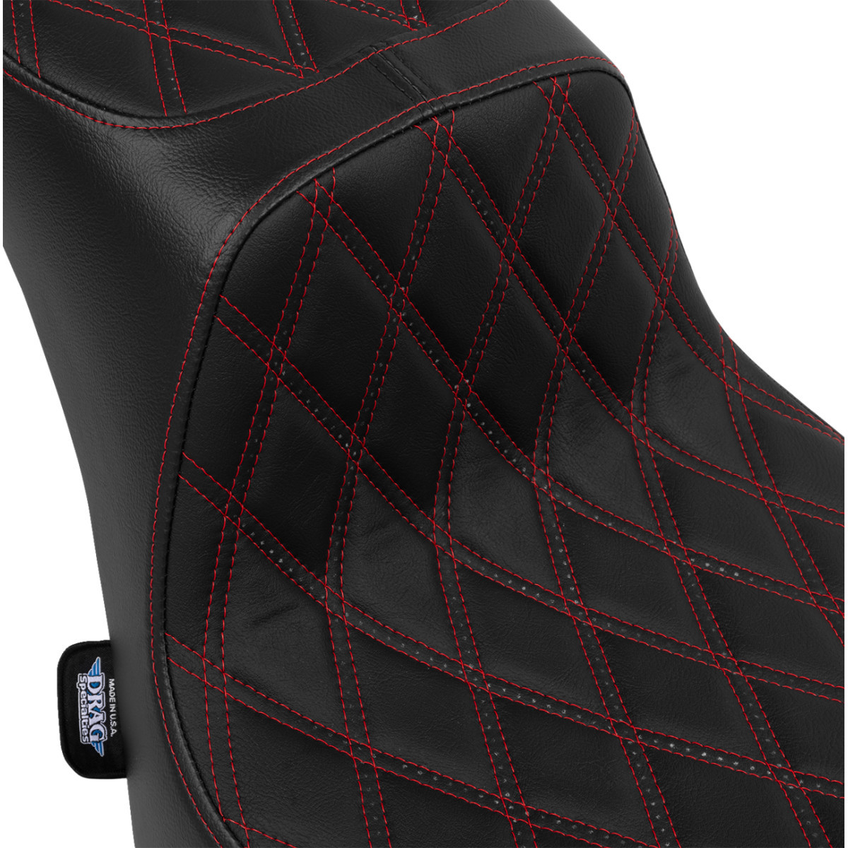 Drag Specialties Seats - Performance Predator 2-Up Seat - Vinyl - Double Diamond - Red Thread - FL '00-'17