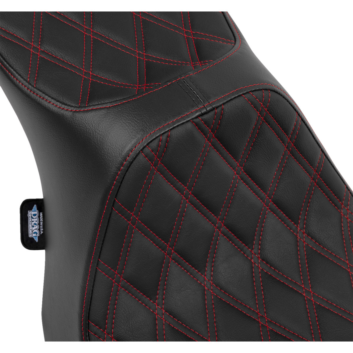 Drag Specialties Seats - Predator III 2-Up Seat - Vinyl - Double Diamond - Red Stitching - FLT/FLH '23-'24