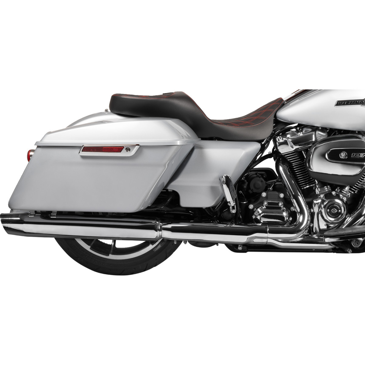 Drag Specialties Seats - Extended Reach Freedom Seat - Vinyl - Double Diamond - Red Stitch - FLT/FLH '09-'25
