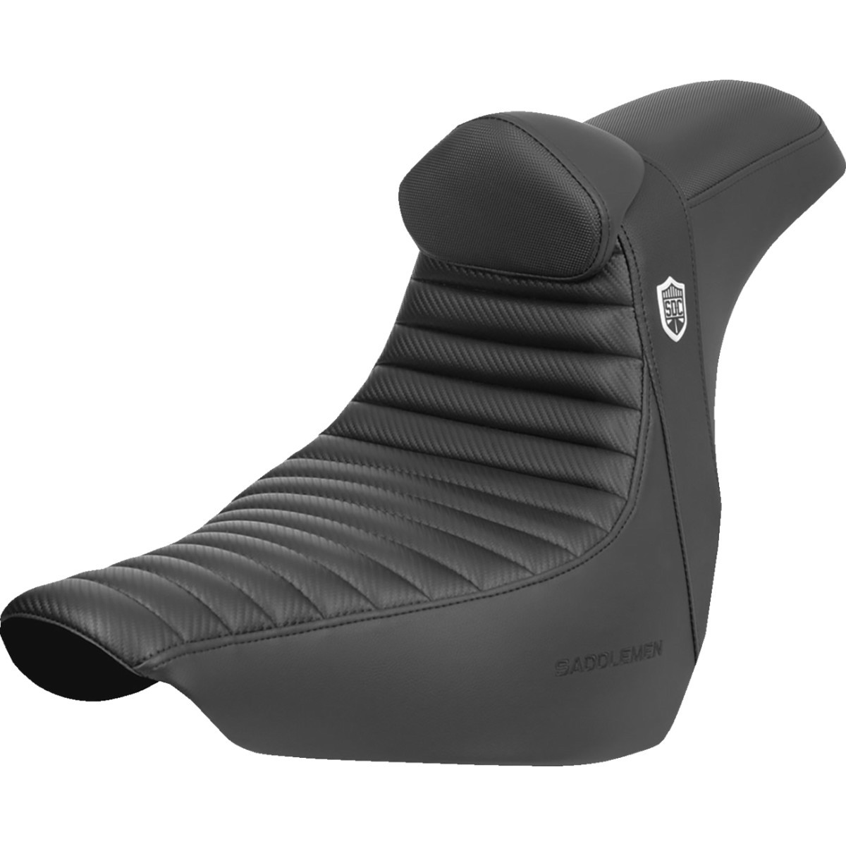 Saddlemen #SC81829TB - Pro Series SDC Performance Seat - w/ Backrest - Tuck-n-Roll/Carbon Fiber - Gripper - FLSB/FX '18-'24