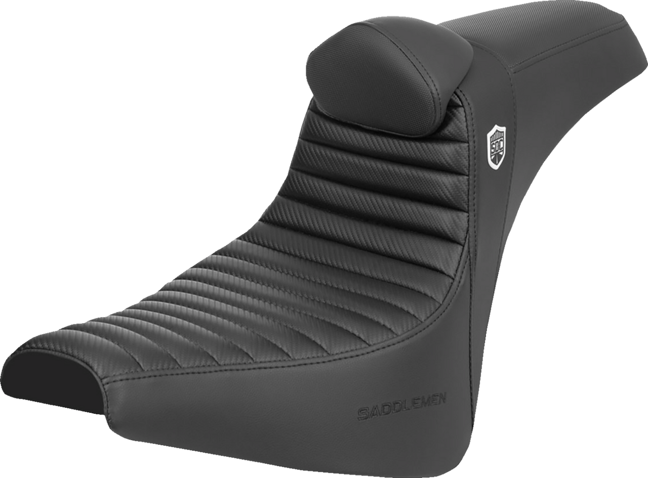 Saddlemen Pro Series SDC Performance Seat - w/ Backrest - Tuck-n-Roll/Carbon Fiber - Gripper - FX '18-'24
