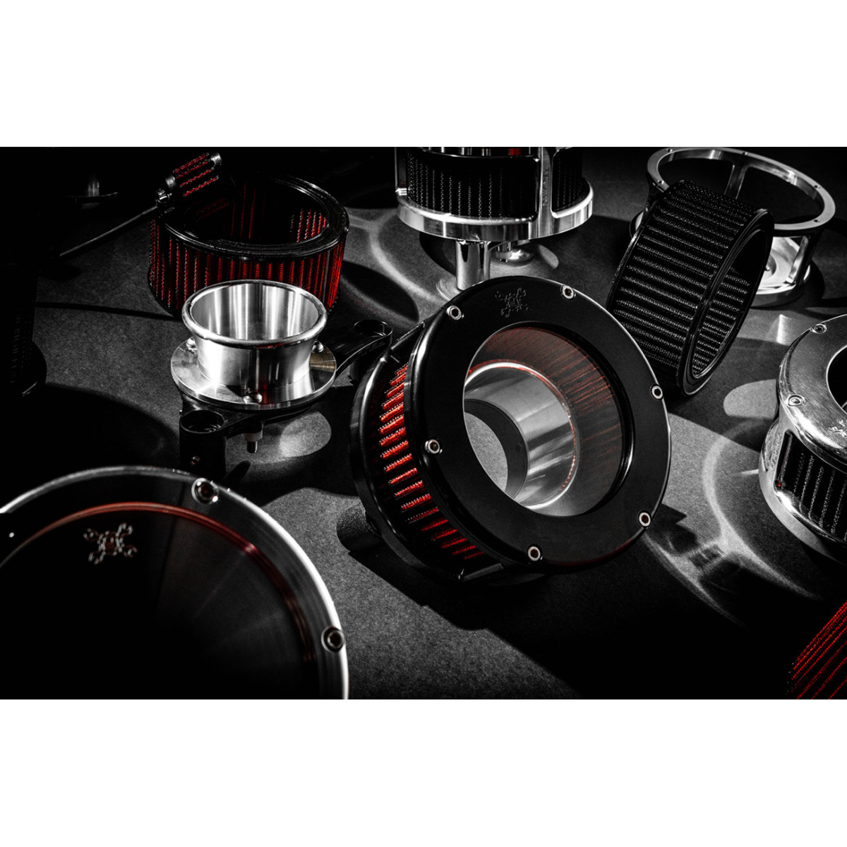 Feuling Parts #5474 - BA Air Cleaner Kit - Black/Clear with Red Filter - M8