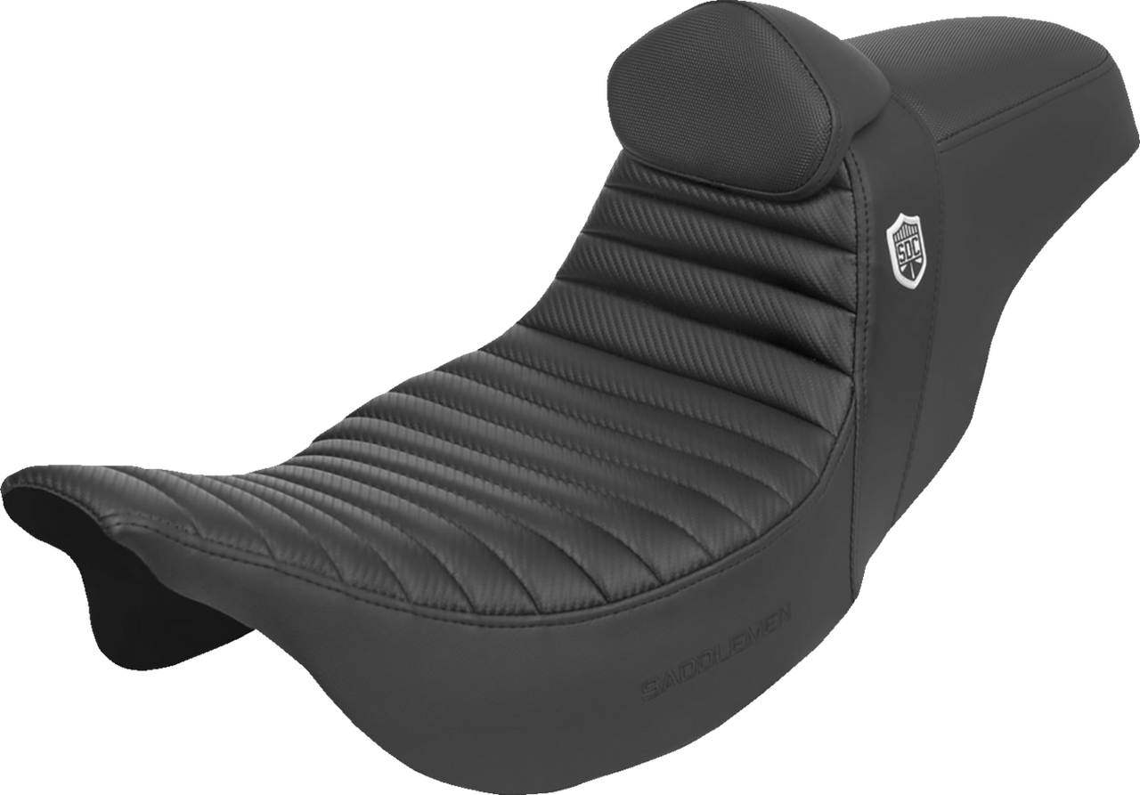 Saddlemen Pro Series SDC Performance Seat - w/ Backrest - Tuck-n-Roll/Carbon Fiber - Gripper - FLH/FLT '08-'23