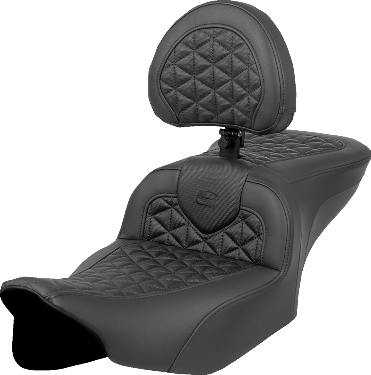 Saddlemen RoadSofa Tri Gripper Seat - Standard Reach - w/ Backrest - FLH/FLT '23-'24