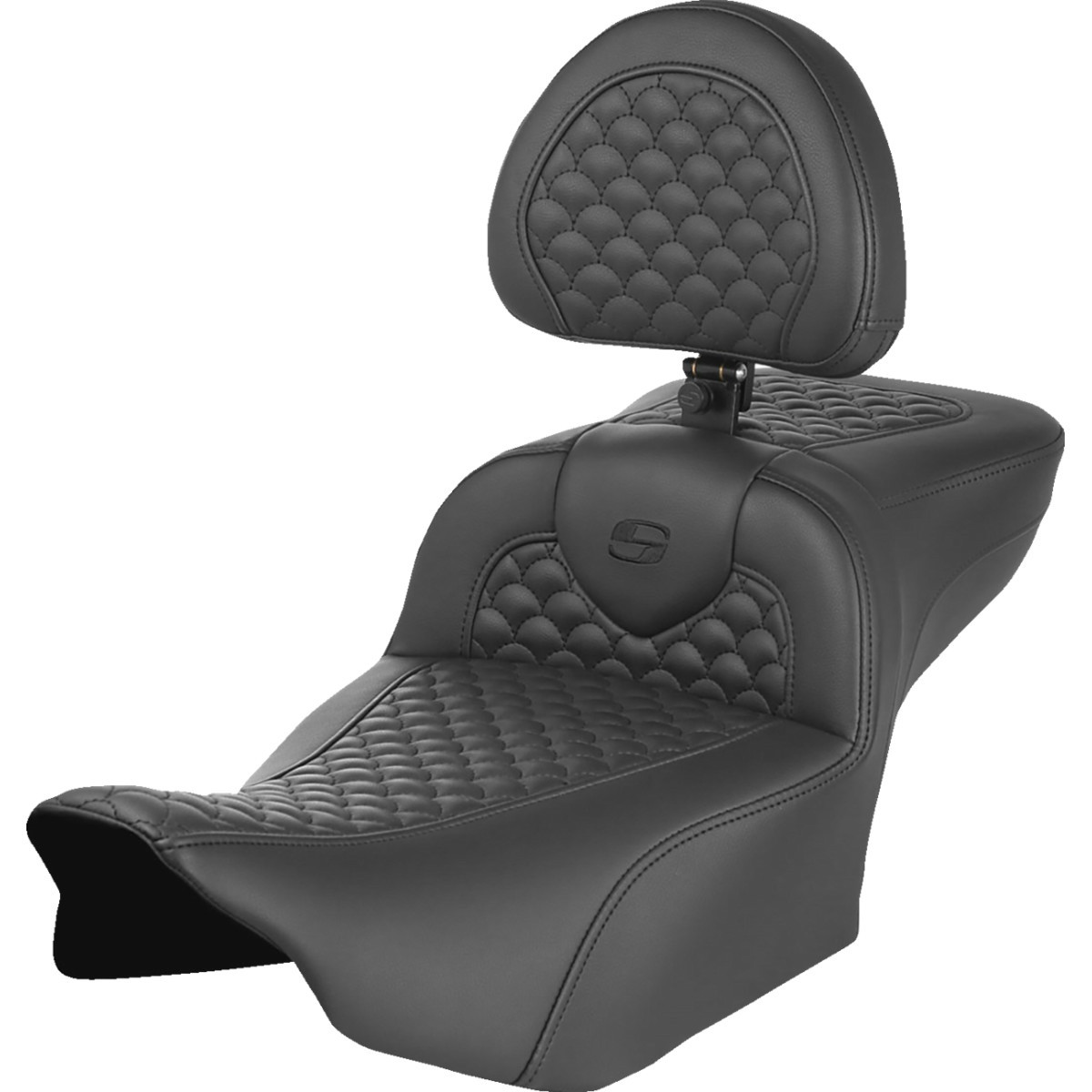 Saddlemen #823-07-209B0 - Roadsofa™ Seat - Dragon Scale Stitch - w/ Backrest - Extended Reach - FLTR/FLHX '23-'25
