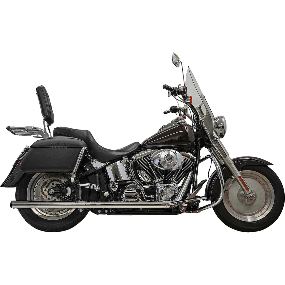Bassani Xhaust #1S98P - 2-into-2 True Dual Drag Pipe Exhaust System - Chrome - Twin Cam - Softail